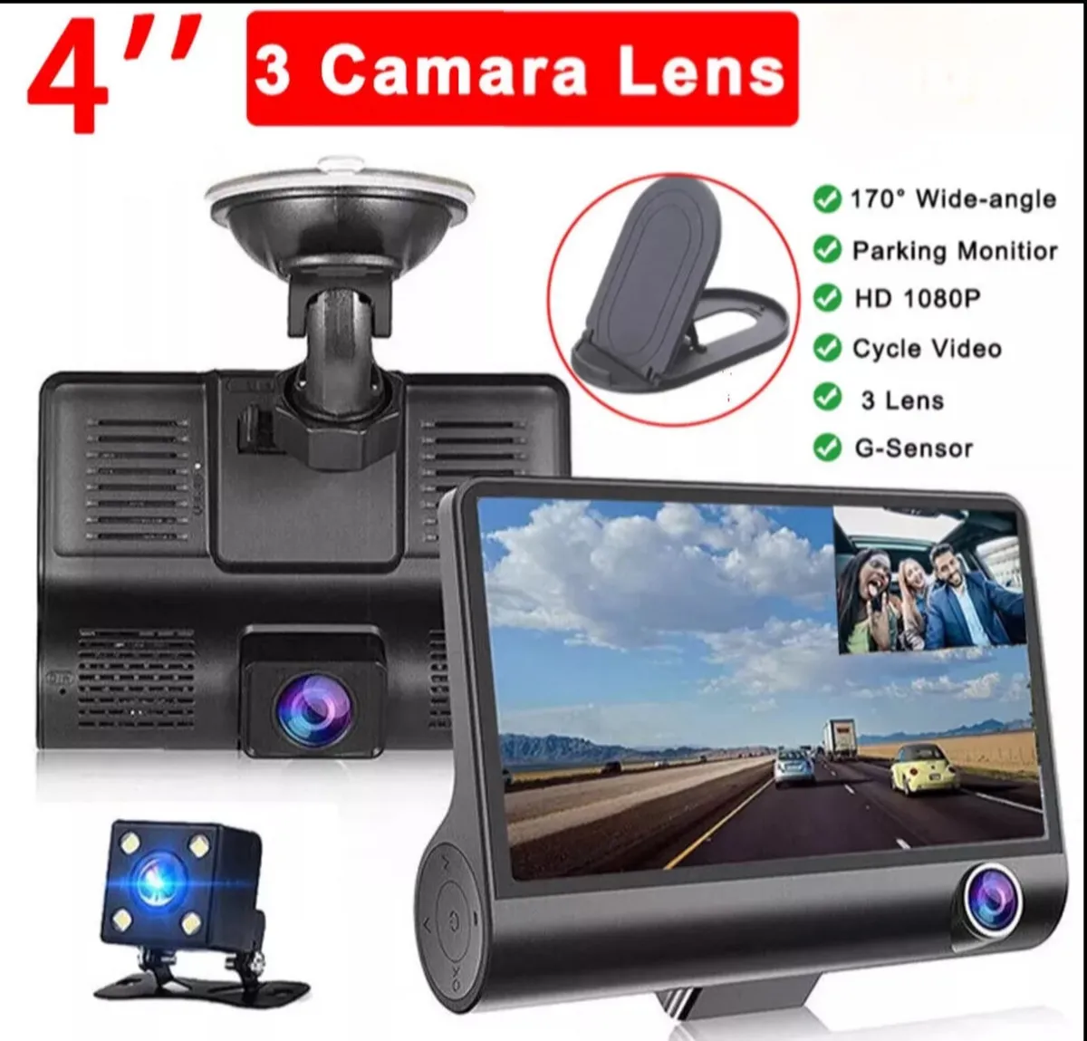 4" HD 1080P Dash Cam Dual Front and Rear Cam NEW - Image 1
