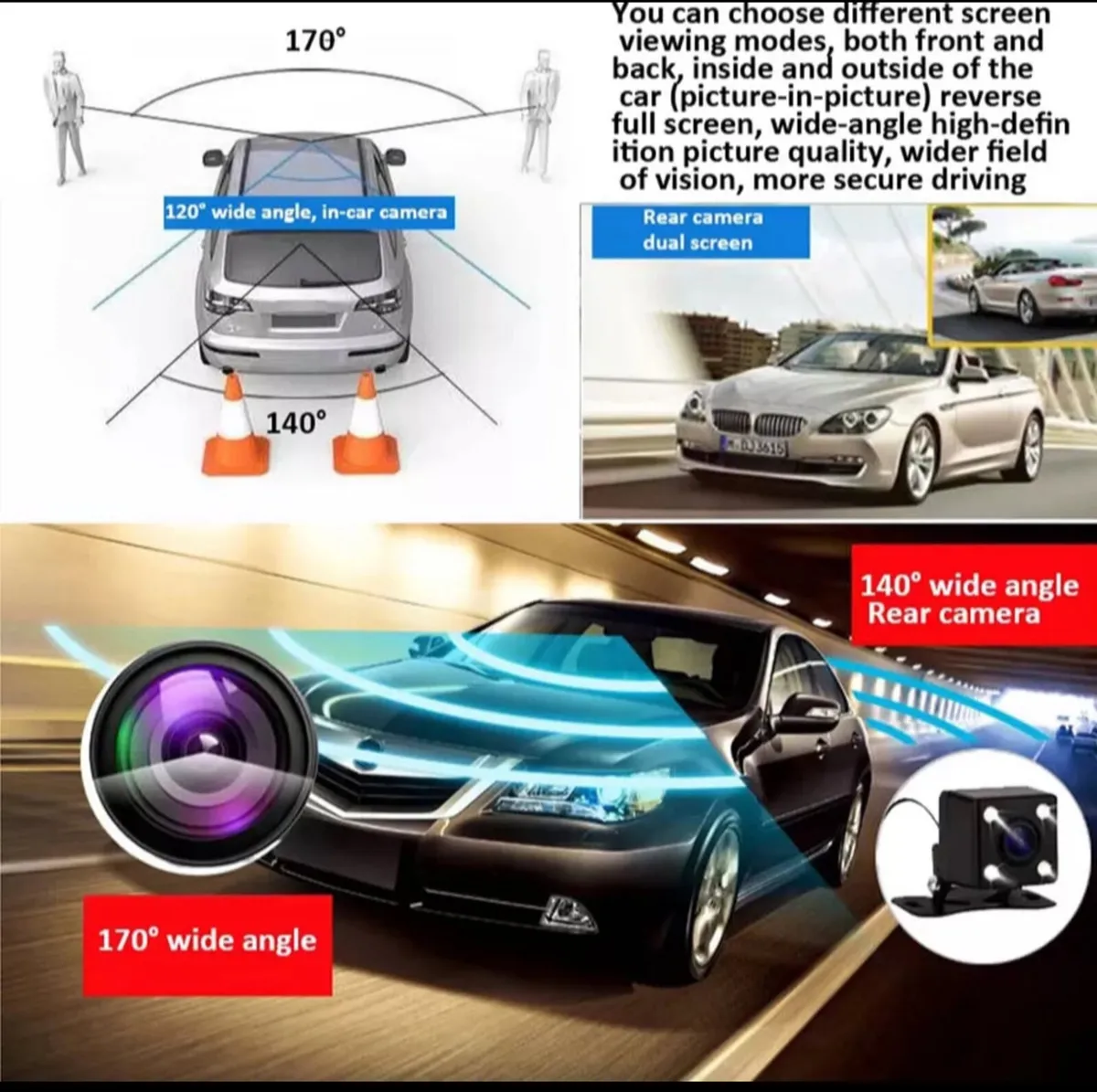 4" HD 1080P Dash Cam Dual Front and Rear Cam NEW - Image 4