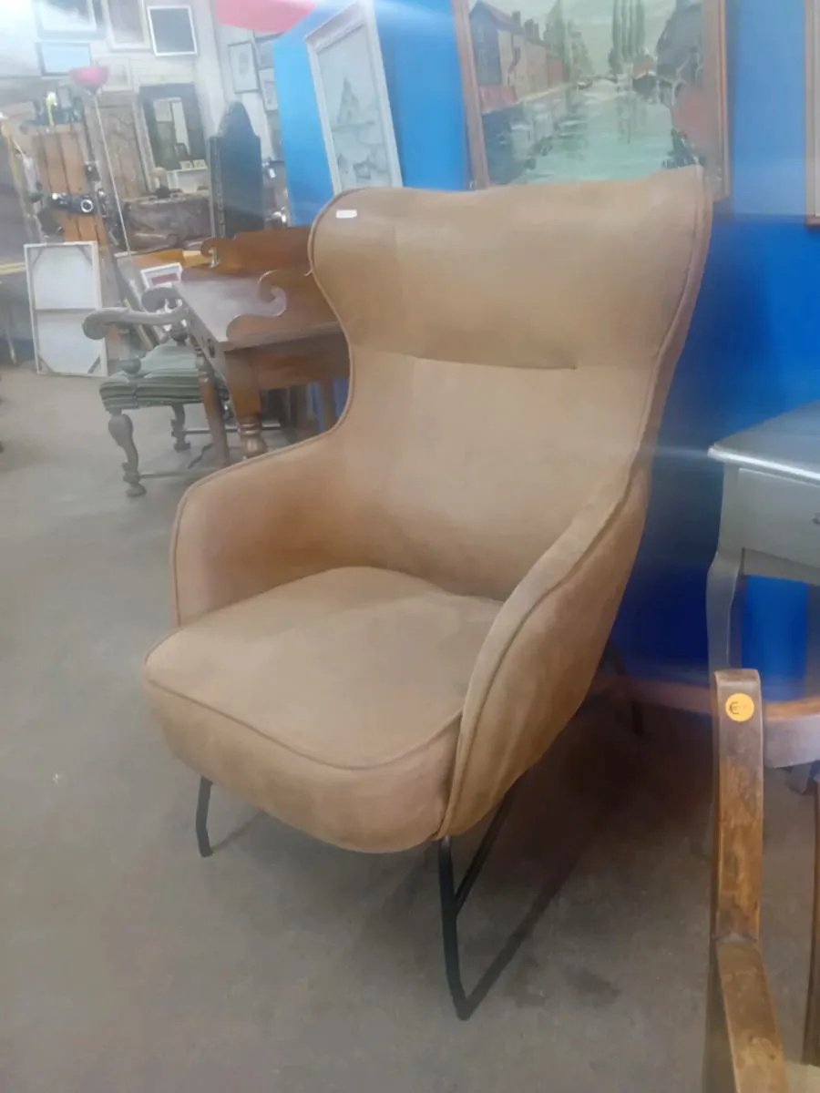 Modern Brown Nu Buk Armchair