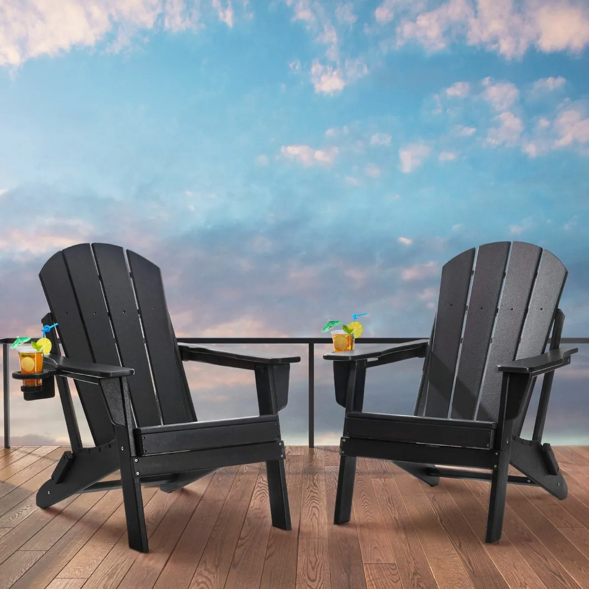 Adirondack Chair Plastic Set of 2 All-Weather Fold - Image 1