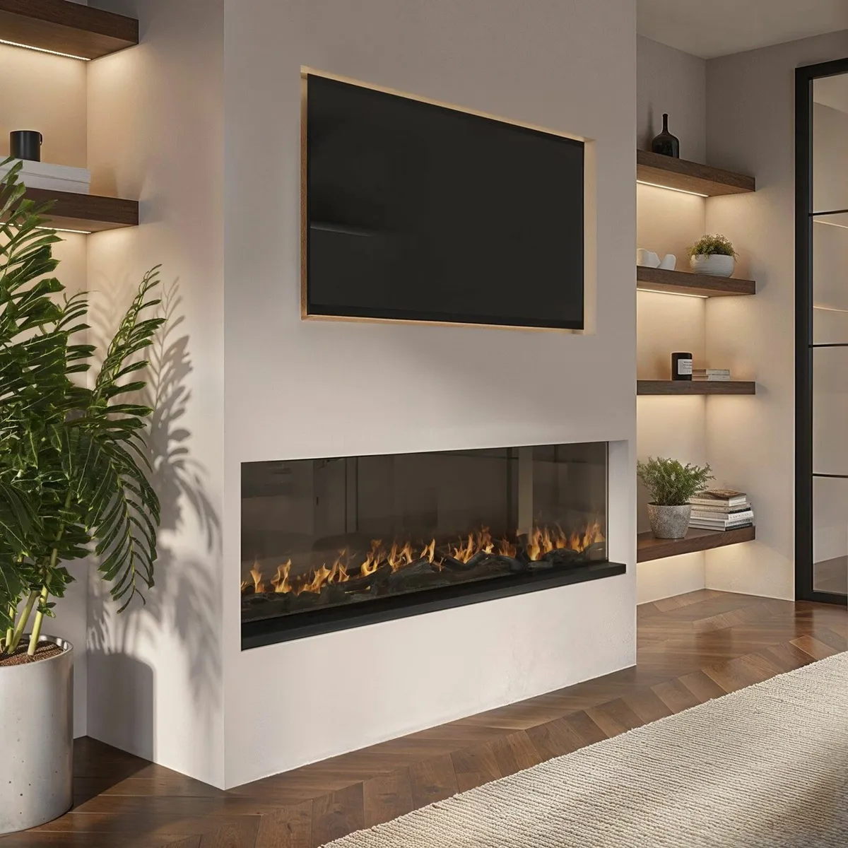 50inch WiFi Inset Electric Media Wall Fireplace - Image 1