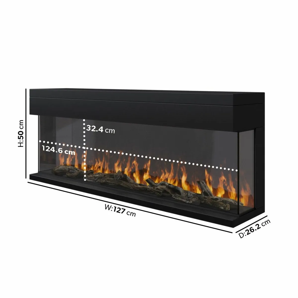 50inch WiFi Inset Electric Media Wall Fireplace - Image 3