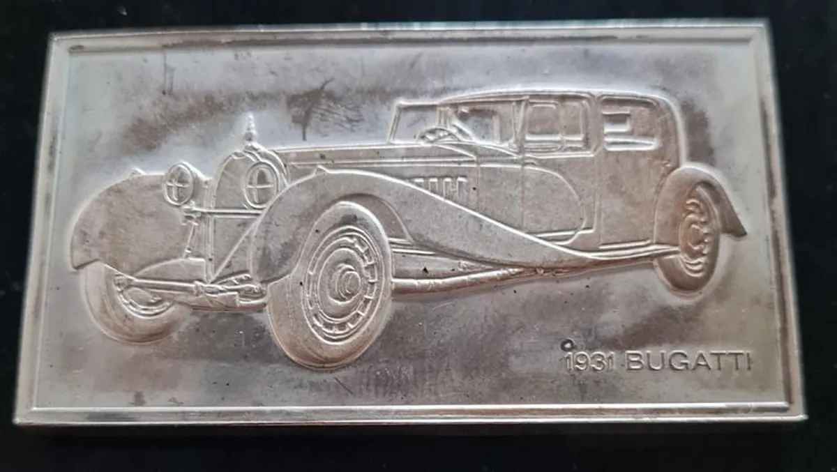 1931 BUGATTI - automobile 66 Gram - Silver .925 - 950 (61gr .999 Silver) - Minted Bar - Hall marked - Image 1