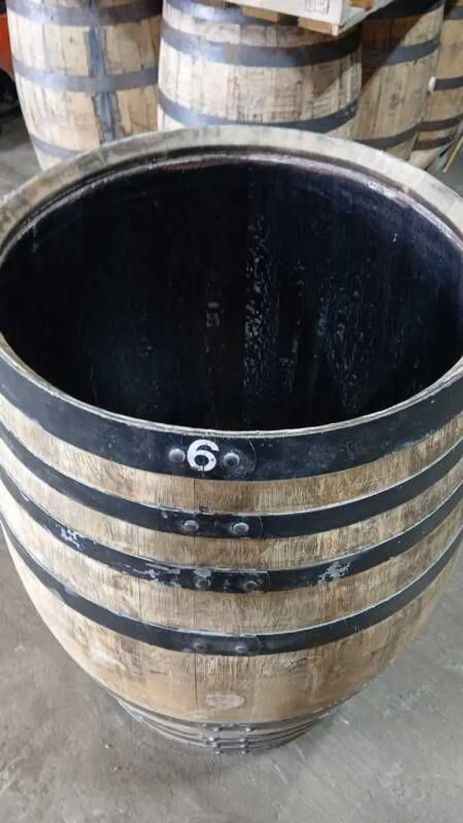 Ex Whiskey Oak Barrel Planter For Sale - Image 1