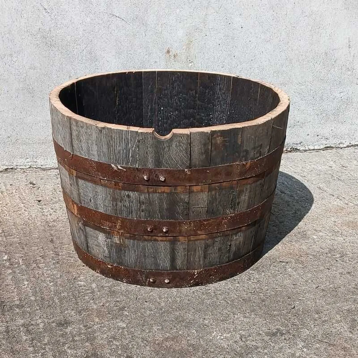 Ex Whiskey Oak Barrel Planter For Sale - Image 2