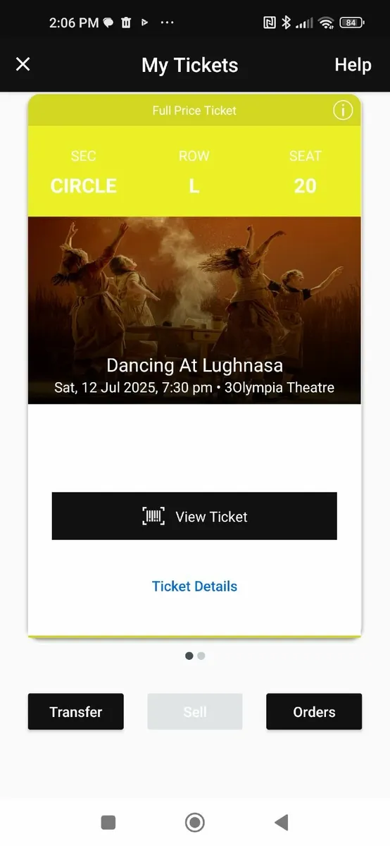 Dancing at Lughnasa tickets x2 12 July - Image 1