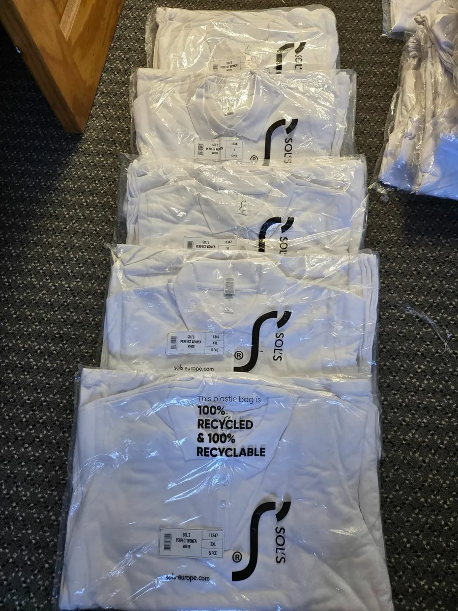 White short sleeve polo shirts