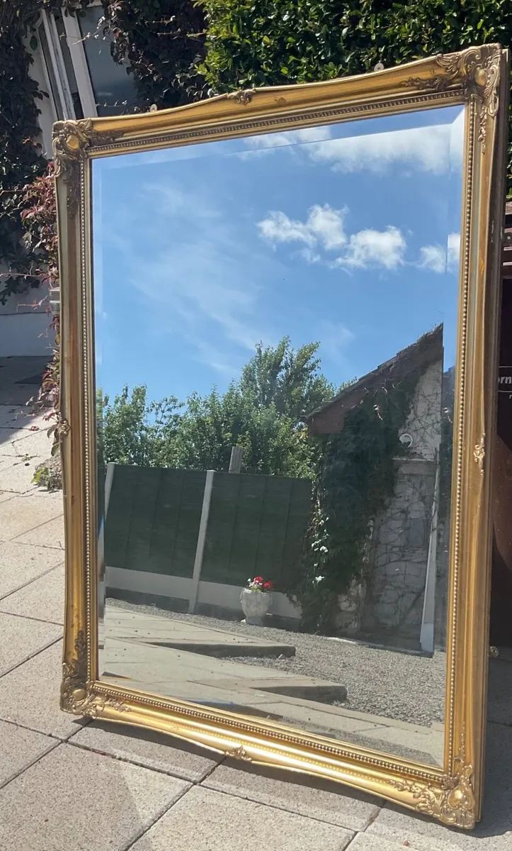 Extra large gilt frame beveled mirror - Image 1