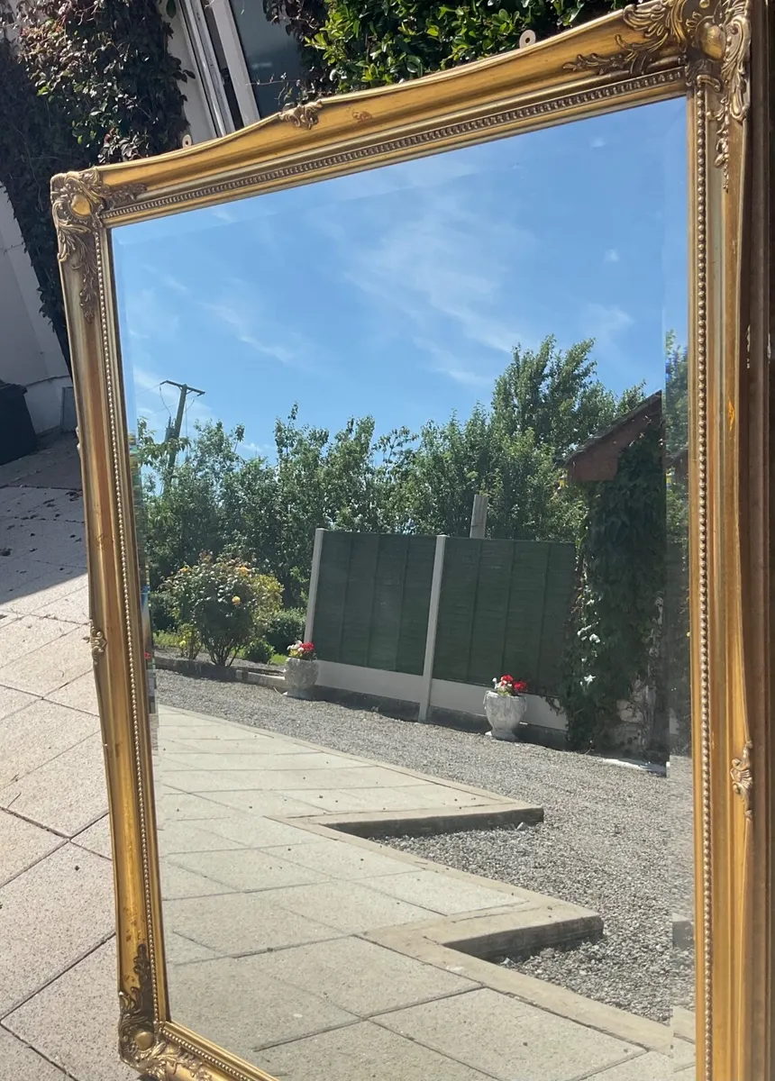 Extra large gilt frame beveled mirror - Image 3