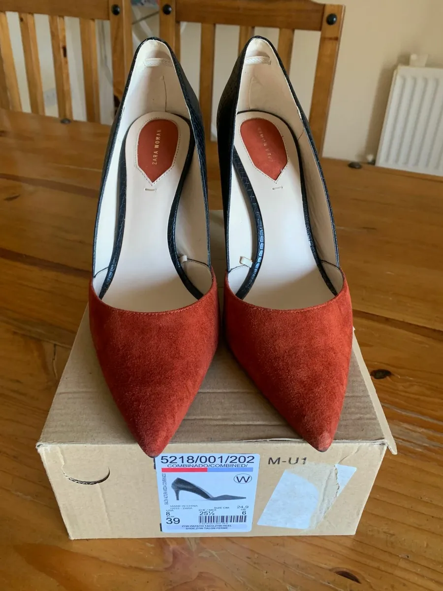 Zara Stiletto Leather Suede Shoes - Image 1