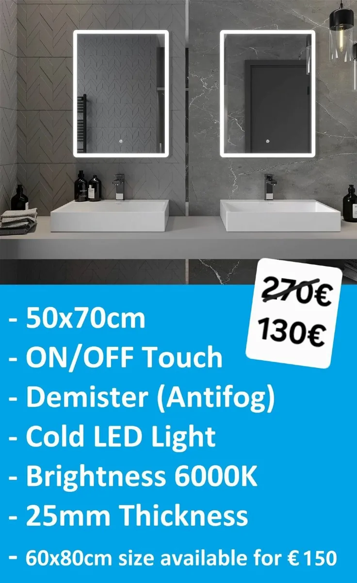 LED Bathroom Mirror 50x70cm - Image 1