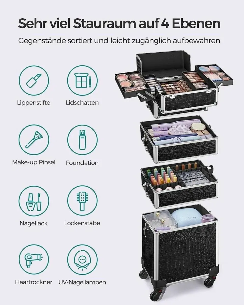 Makeup Trolley Case with Detachable Mini Cases - Image 3