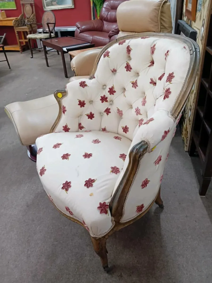 Victorian Era Wood Frame Armchair