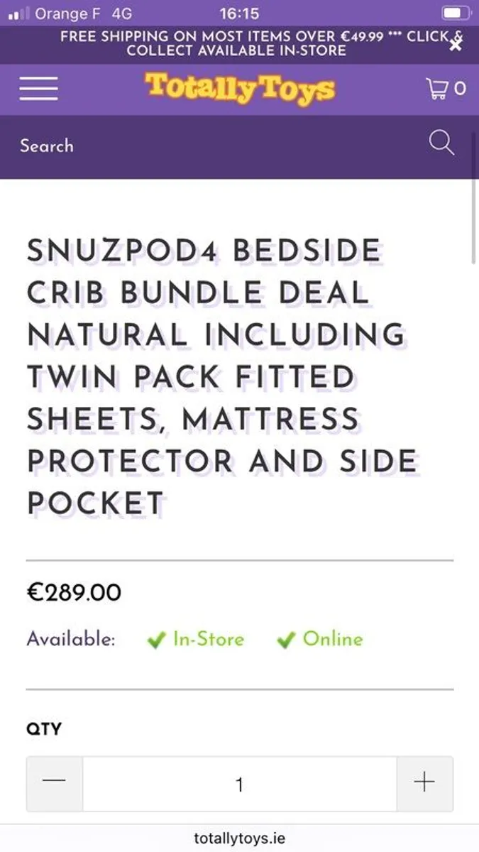 Snuzpod 4 beside me crib cot - Image 2
