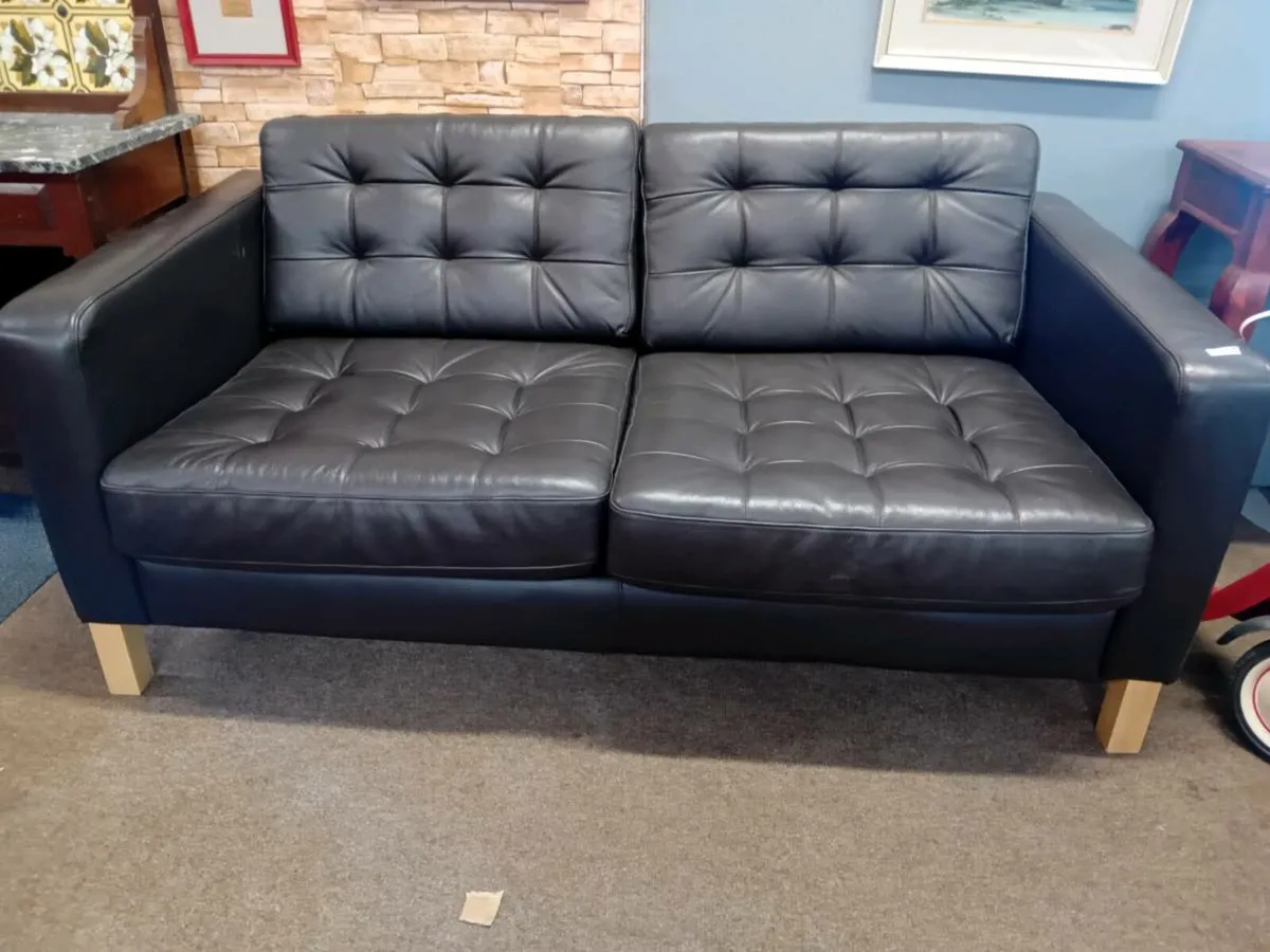 Modern Brown Leather Two Seat Sofa