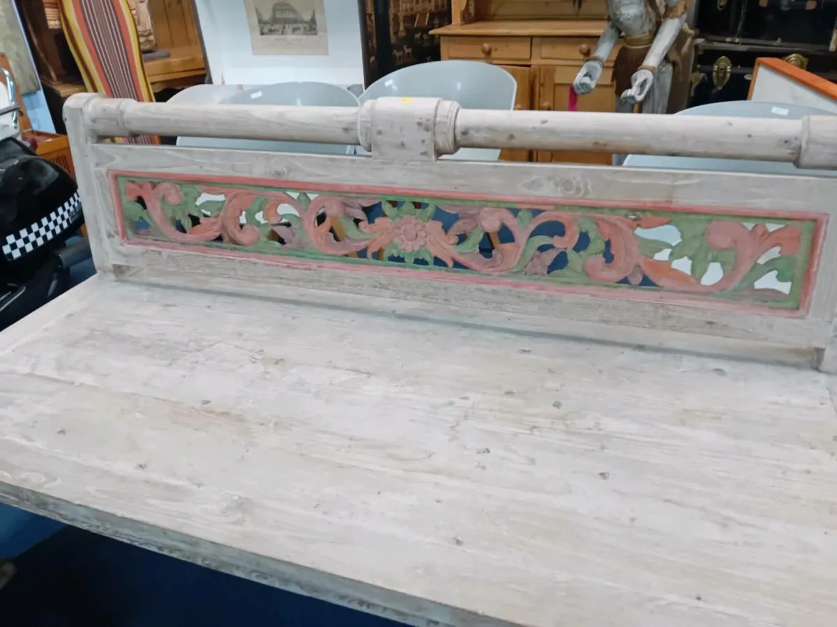 Large Provincial Style Bleached Wood Bench - Image 2