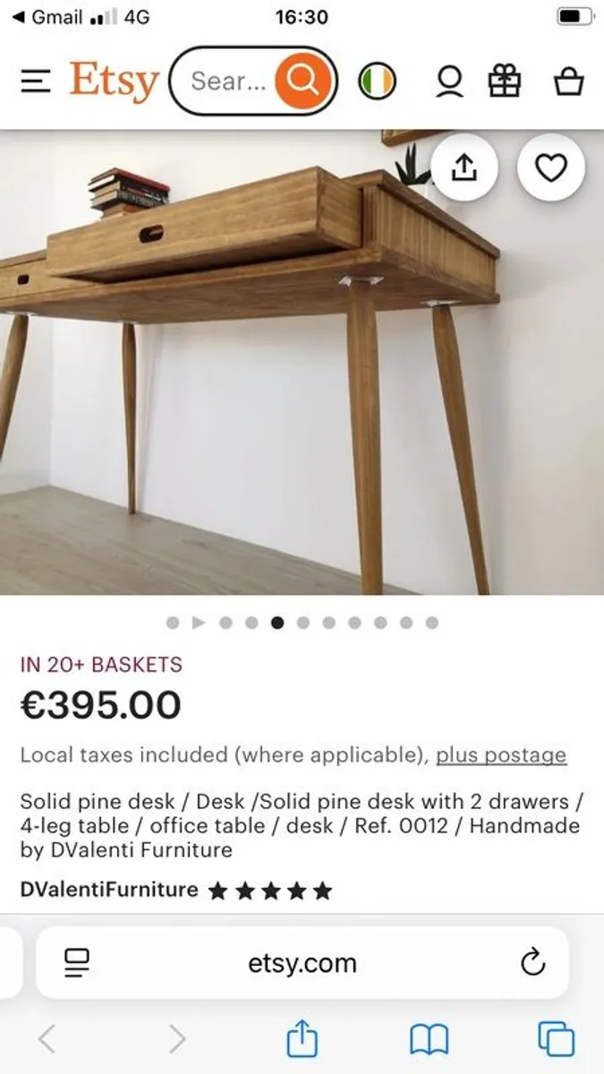 Desk in solid pine - Image 2