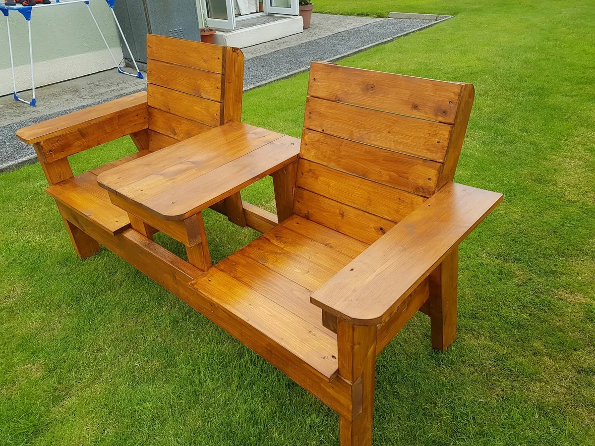 *PRICE DROP*  Double Chair Bench with Centre Table - Image 2