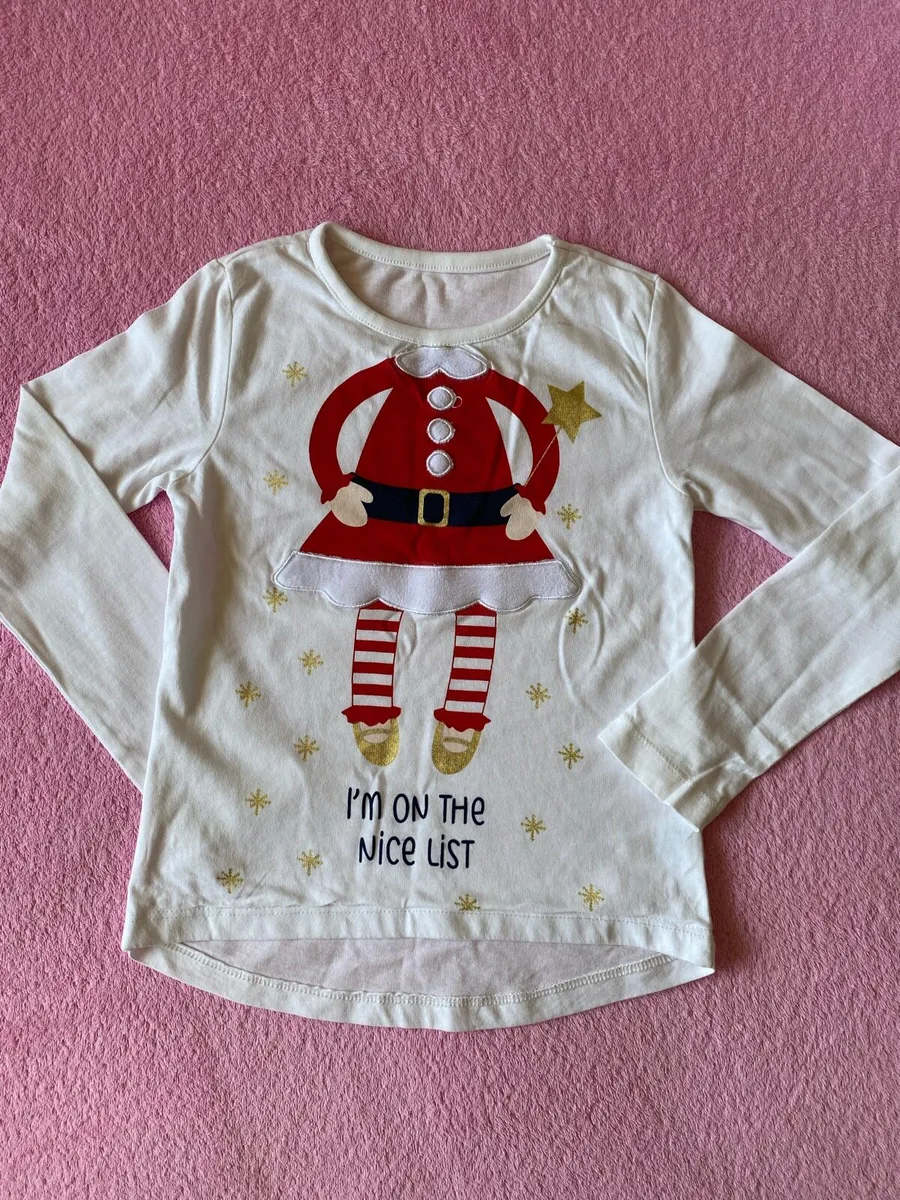 White Christmas Santa Long Sleeve Top - Image 1