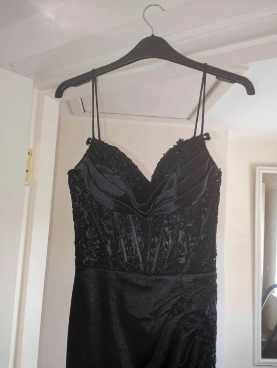 Corset Mermaid Satin Prom Dress with Slit, size 6 - Image 2