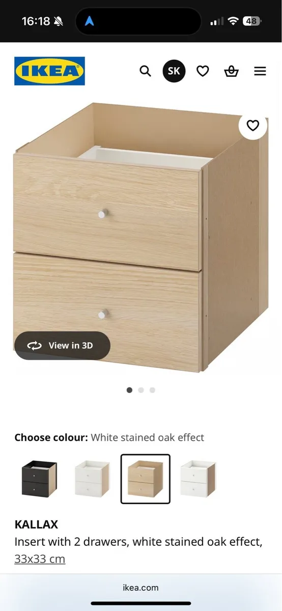 Ikea Kallax (oak) insert with 2 drawers - Image 3