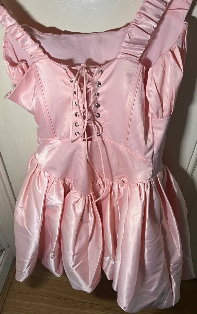 Pink silk bubble dress - Image 3