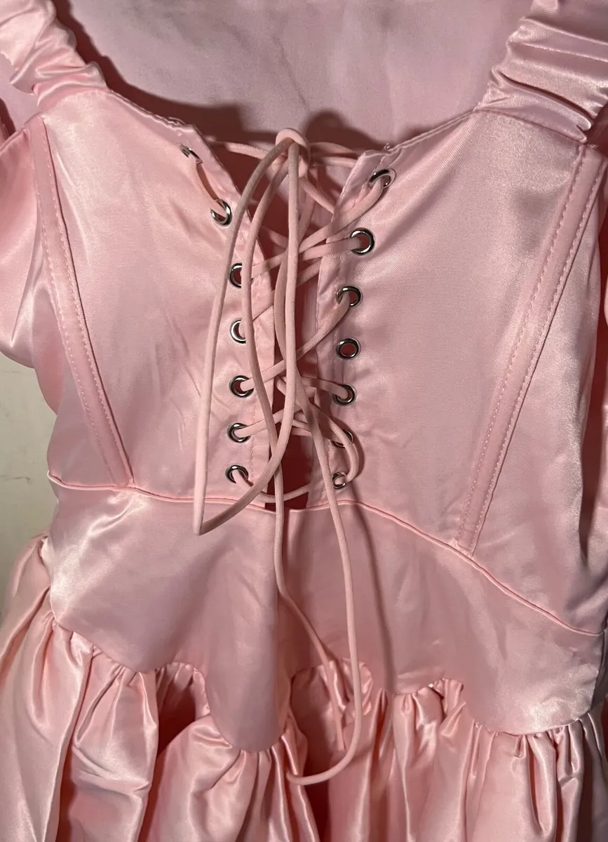 Pink silk bubble dress - Image 4