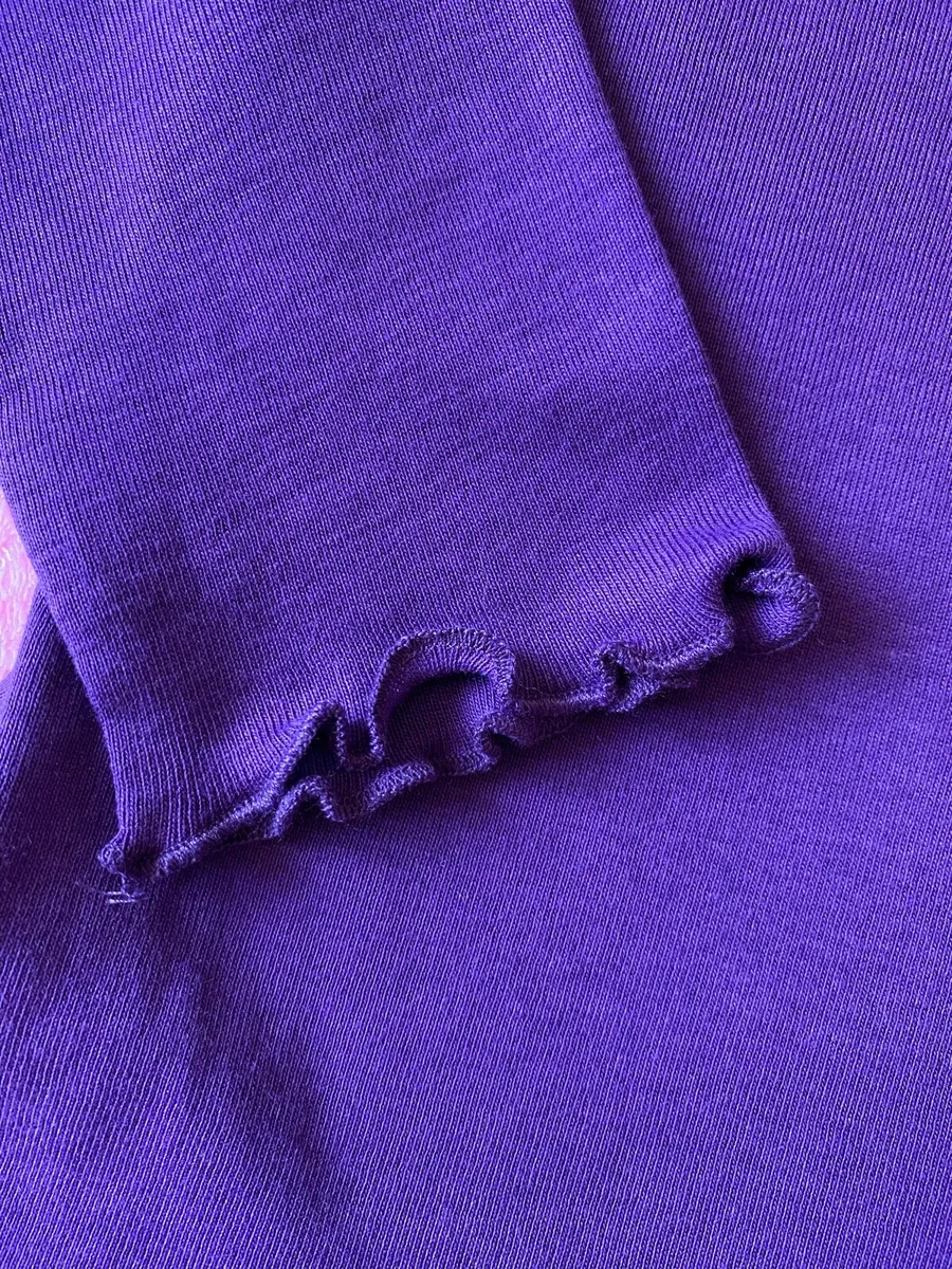 Purple Long Sleeve Ribbed Roll Neck Top - Image 3