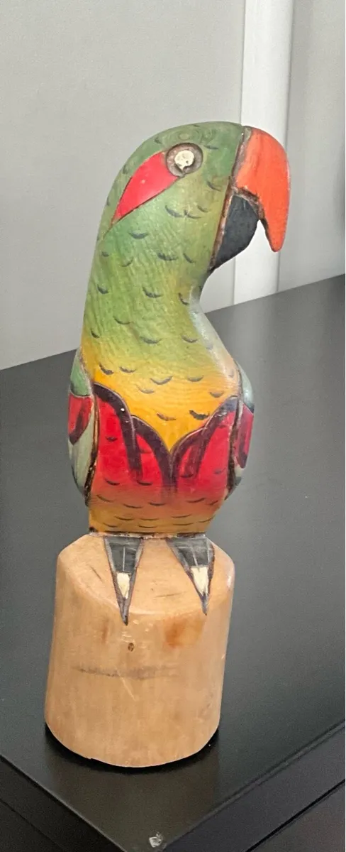 Vintage Hand Carved Parrot in Vibrant Colours - Image 1
