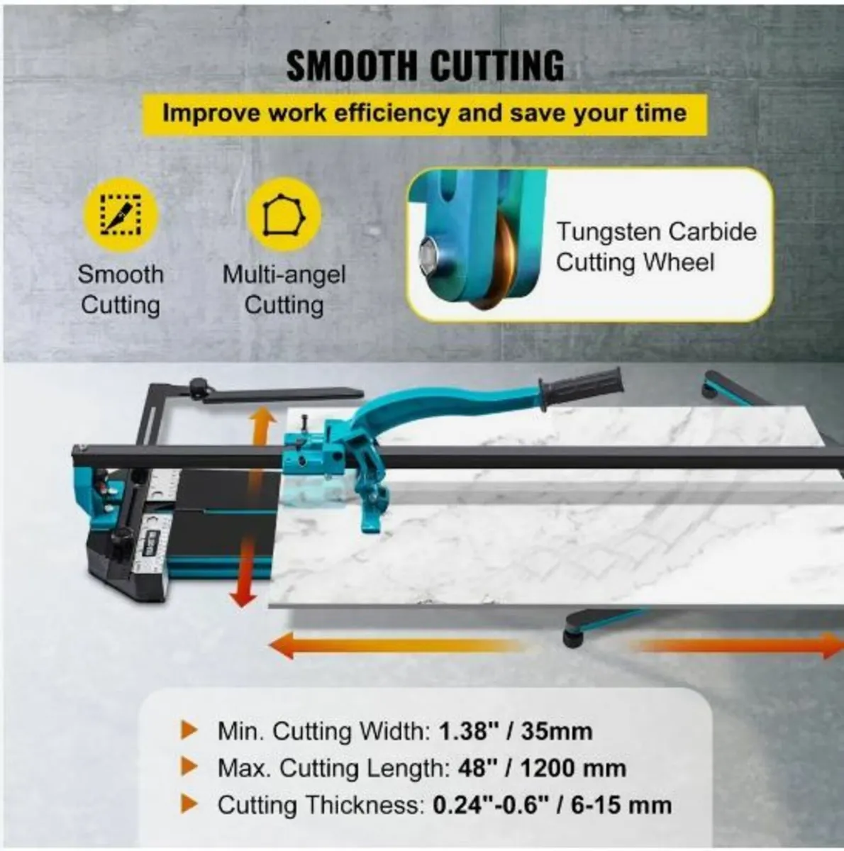 Manual Tile Cutter 1200mm Single Rail Hand Tool - Image 3