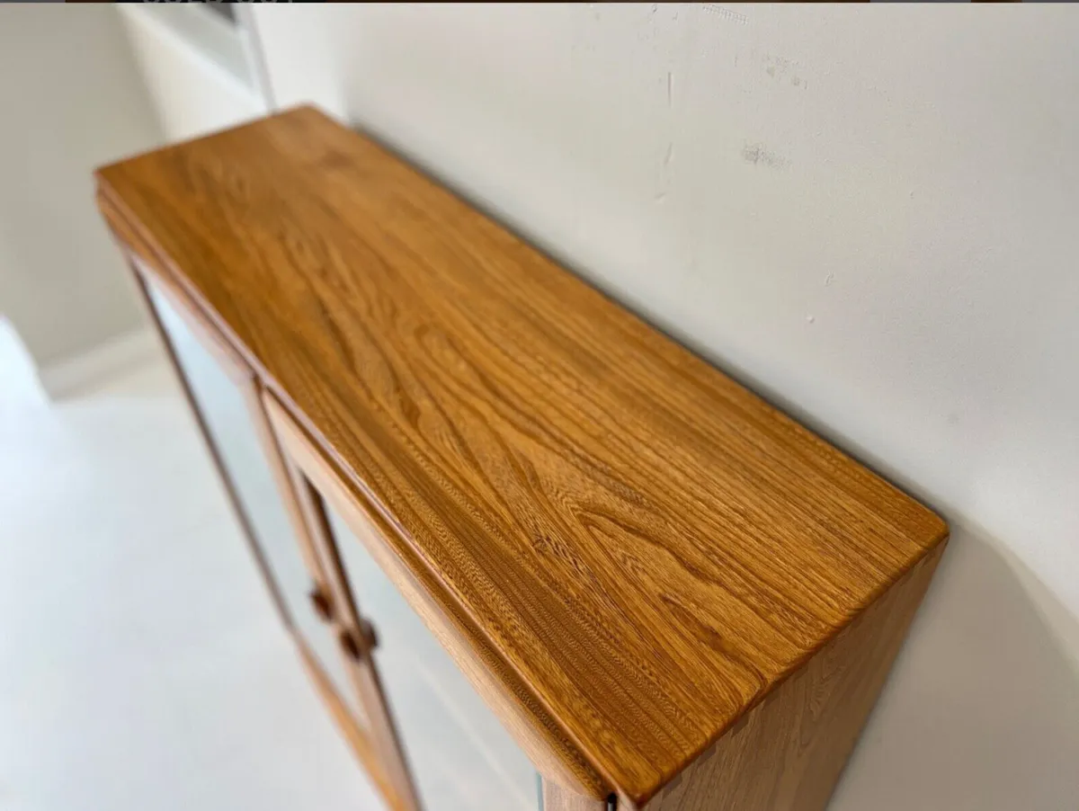 Ercol glass cabinet bookcase - Image 4