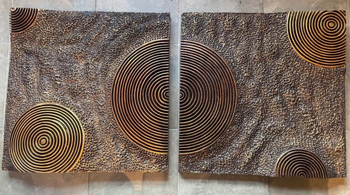 Circle Themed Curtain, Mat & Wall Art Set - Image 1