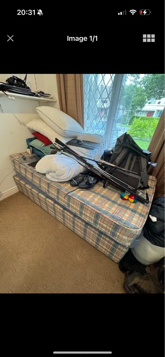 Single bed and mattress