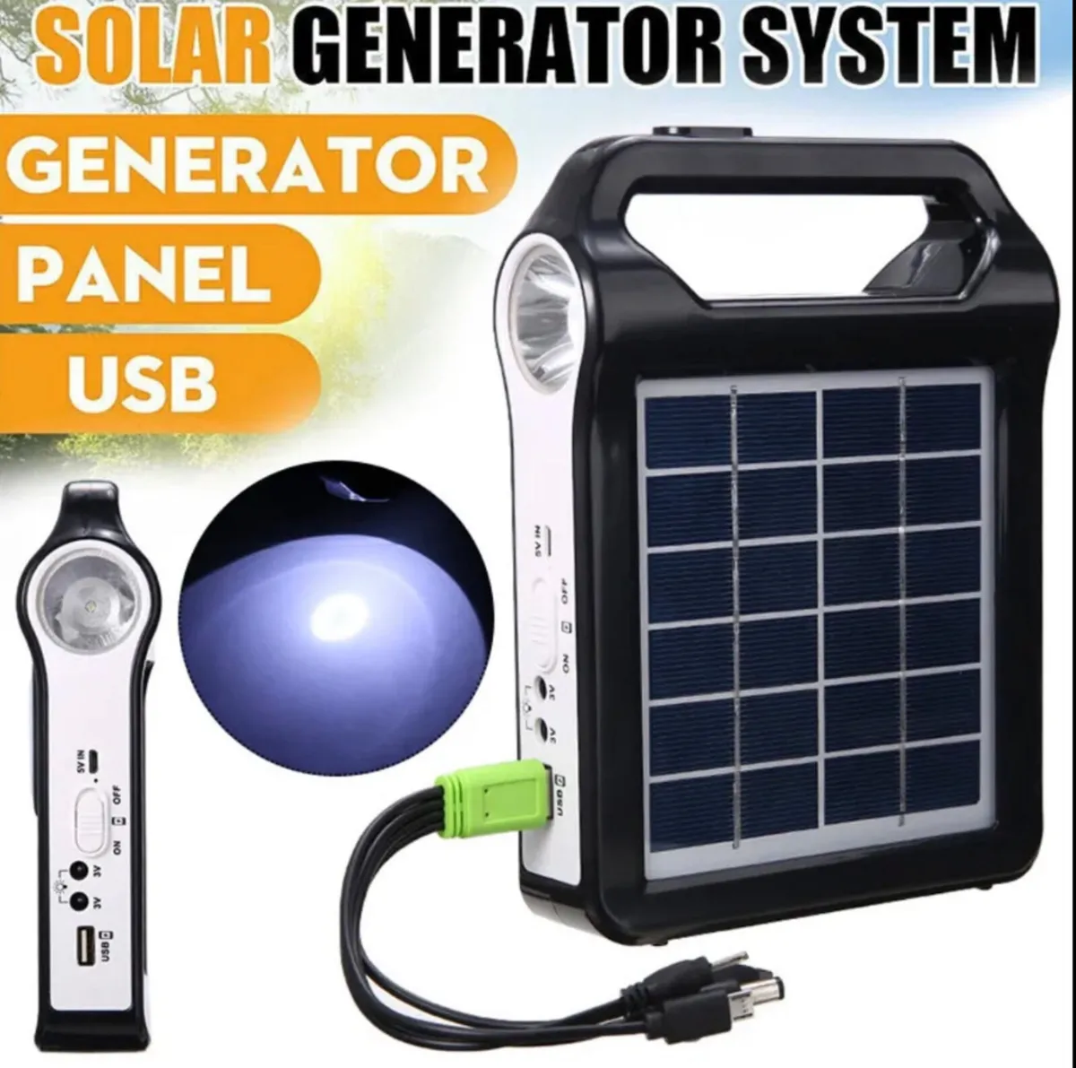 Solar Panel Power Bank System With LED Light usb - Image 1
