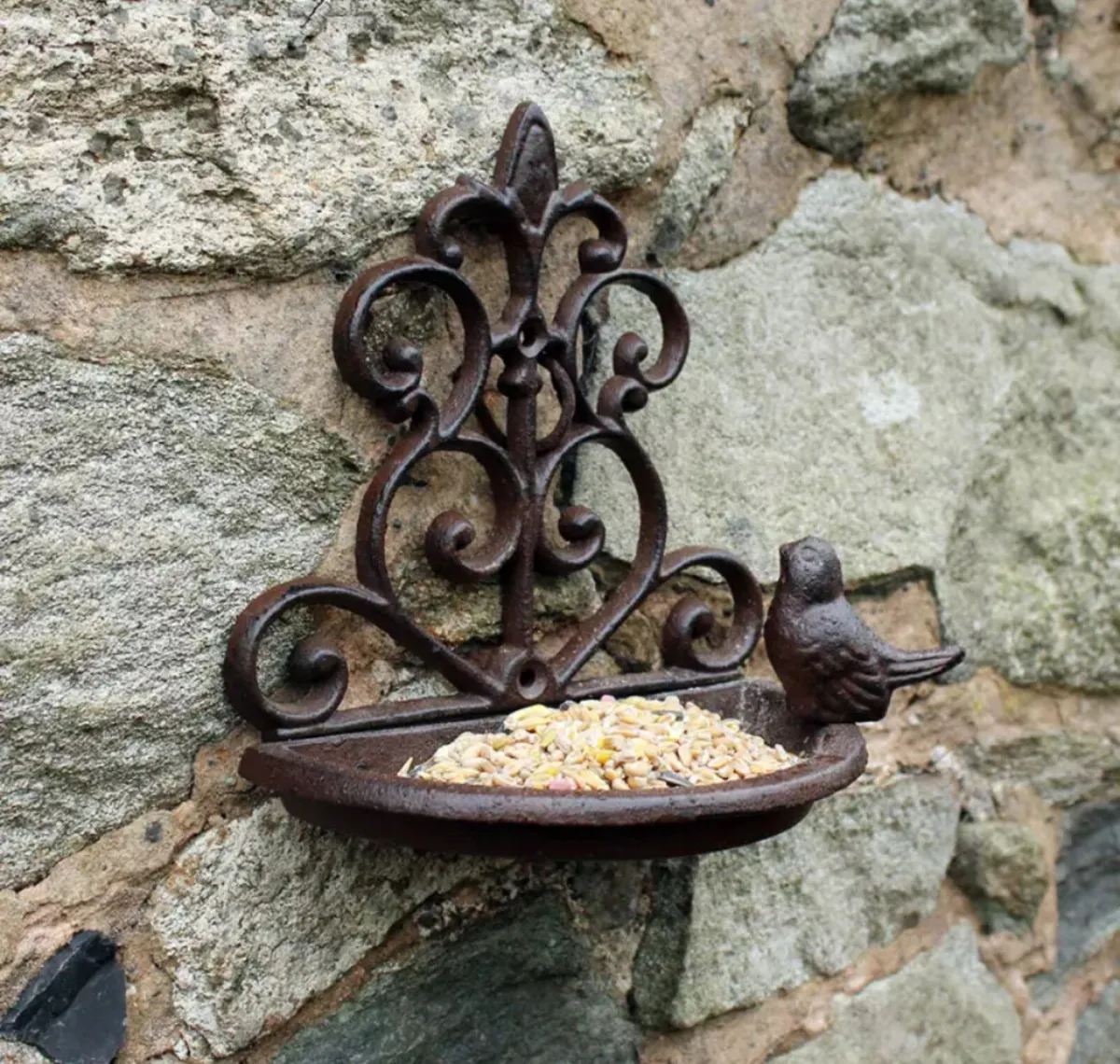 Cast Iron Wall Mounted Bird Bath Feeder NEW - Image 1