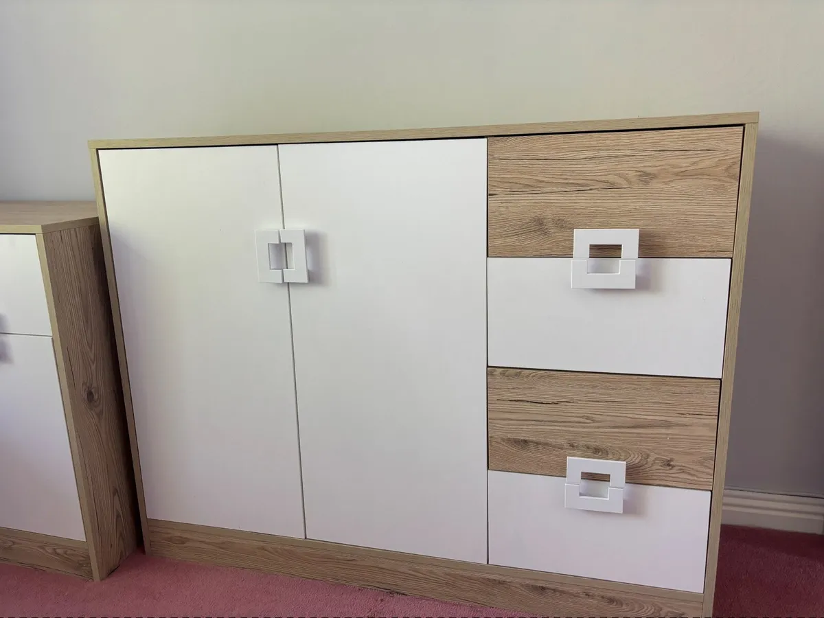 Wooden brown and white Desk and storage unit - Image 2