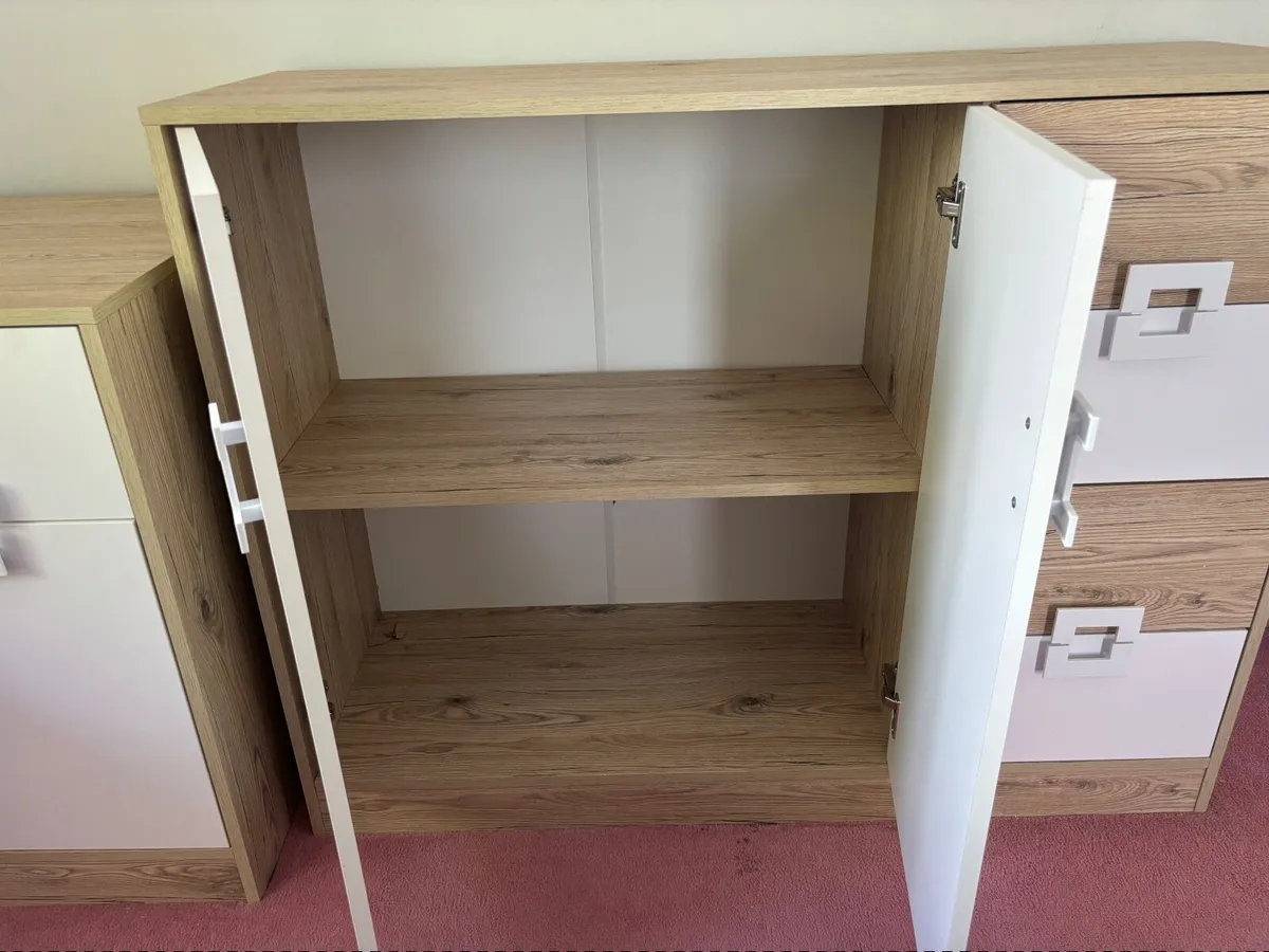 Wooden brown and white Desk and storage unit - Image 3