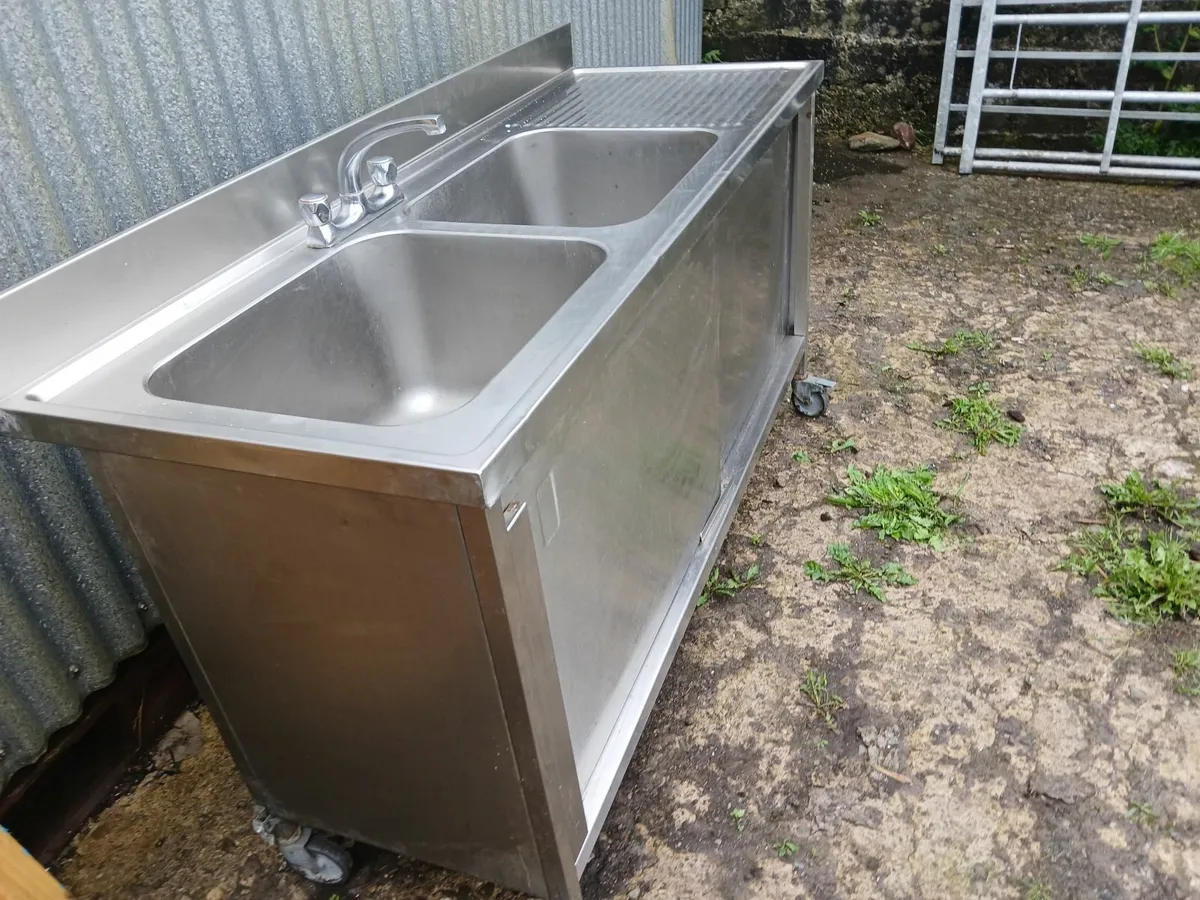 Stainless steel cabbinet double sink unit - Image 2