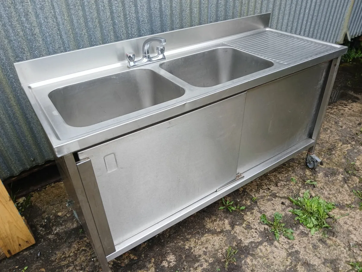 Stainless steel cabbinet double sink unit - Image 4