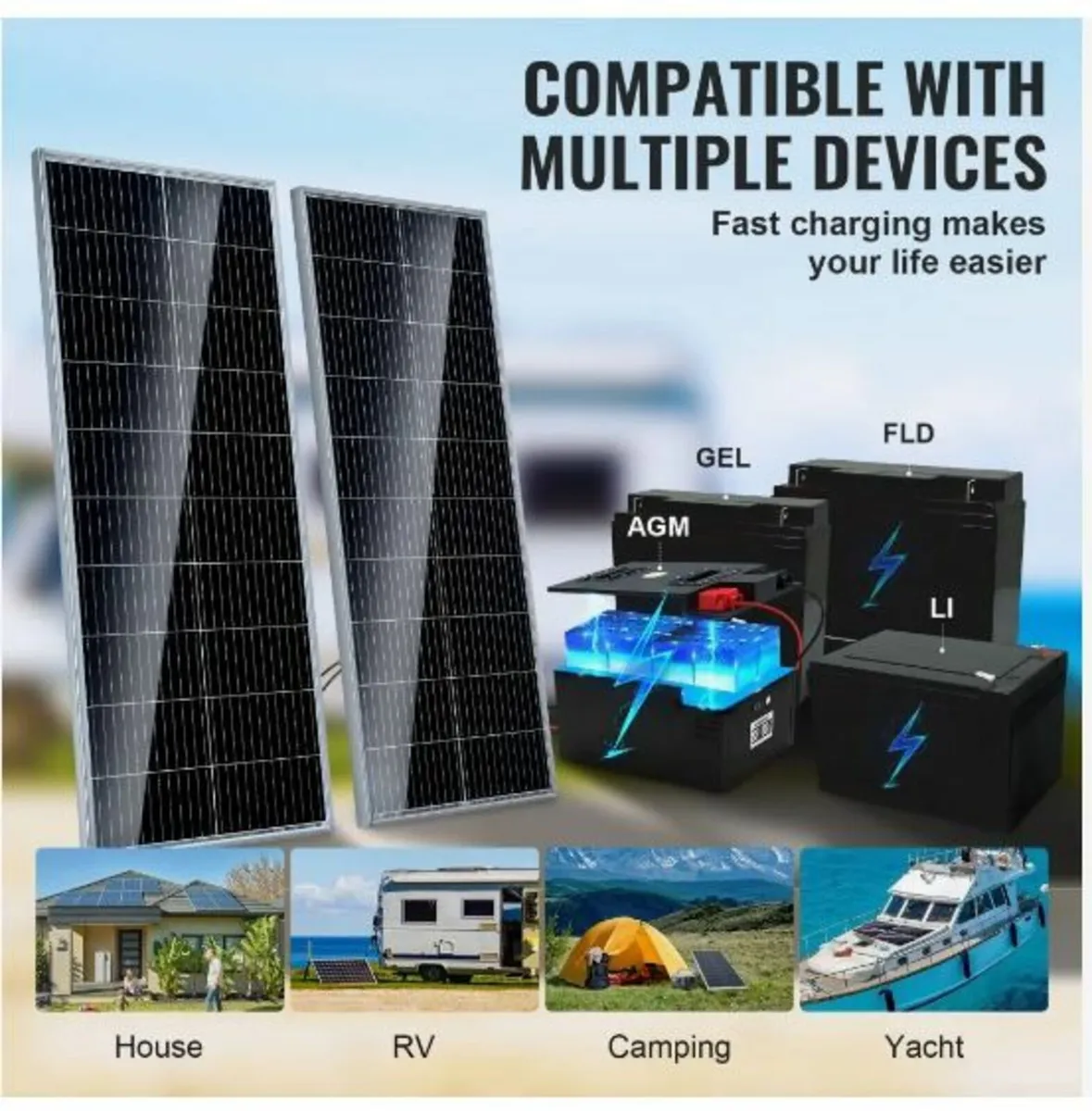 200W Monocrystalline Solar Panel Kit 2PCS Solar - Image 4