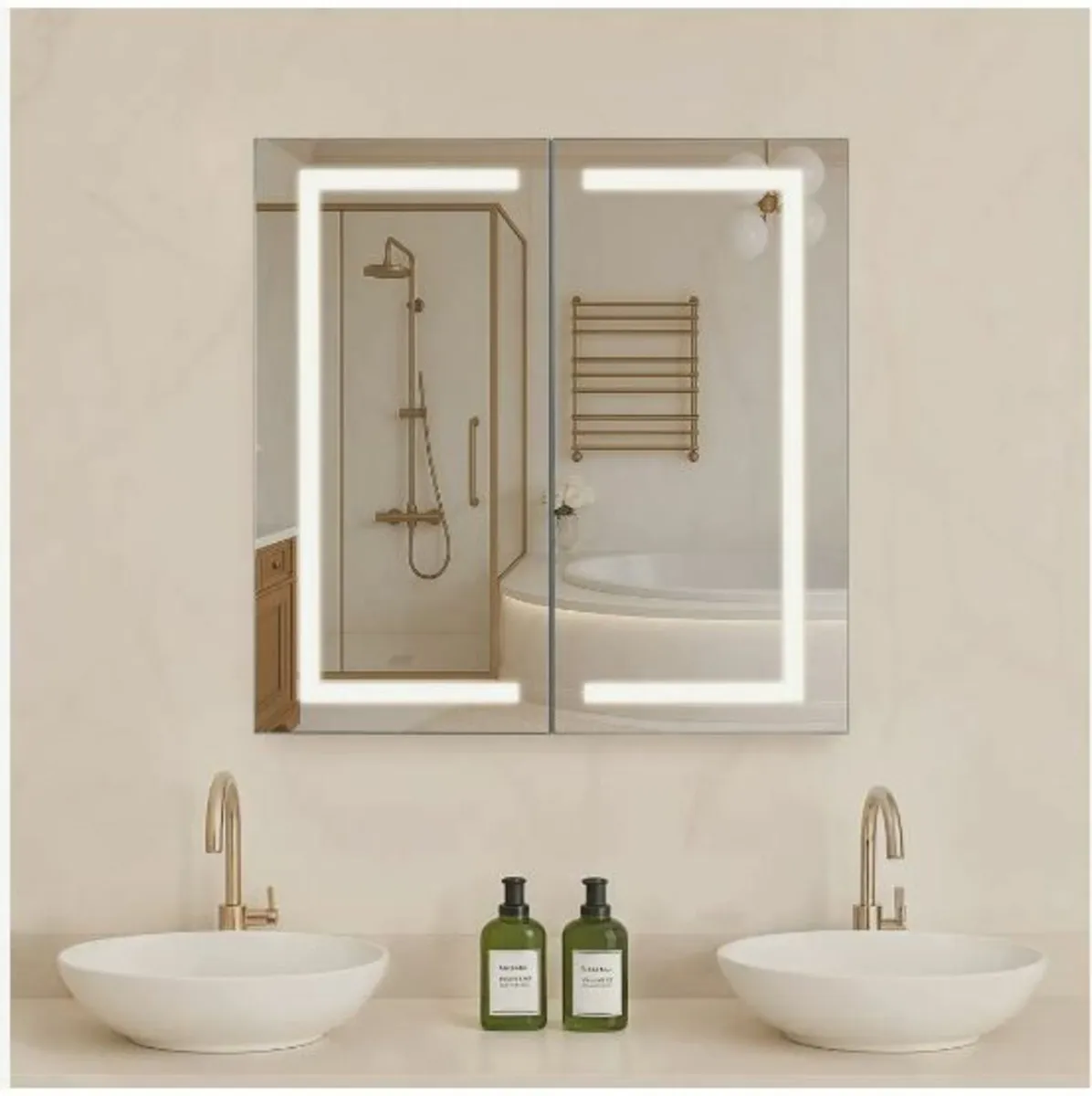 Lighted Medicine Cabinet with HD Mirror 65 x 65 - Image 1