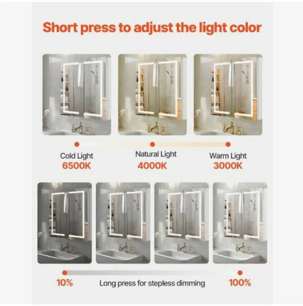 Lighted Medicine Cabinet with HD Mirror 65 x 65 - Image 2