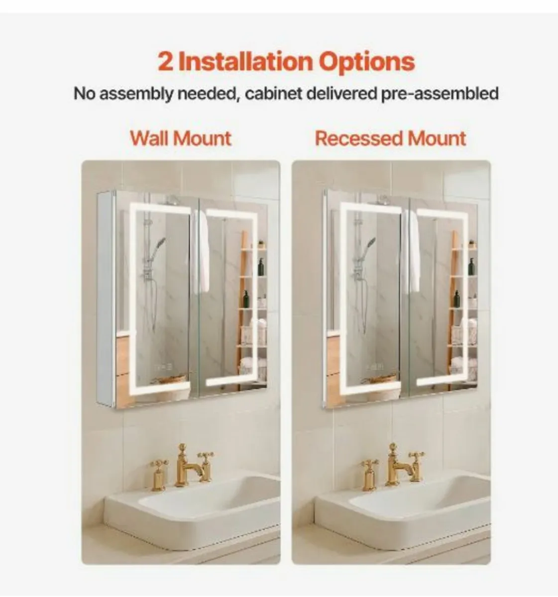 Lighted Medicine Cabinet with HD Mirror 65 x 65 - Image 4