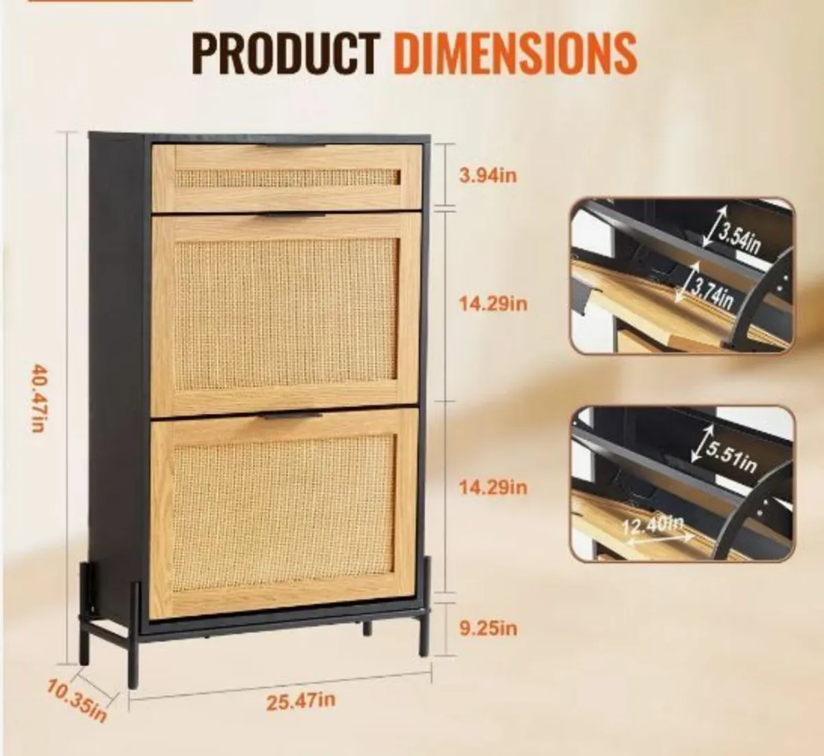 Rattan Shoe Cabinet Shoe Organizer - Image 2