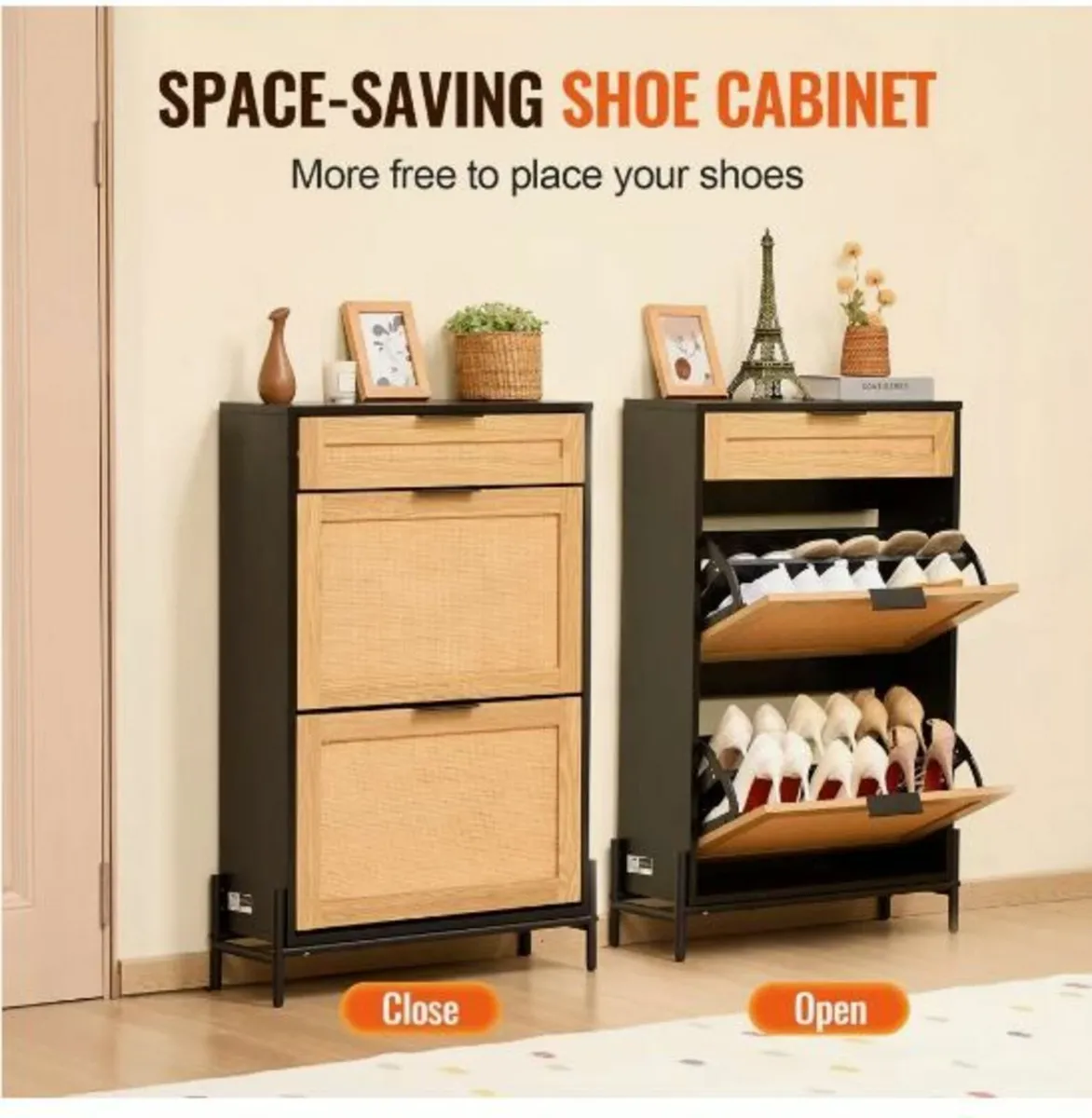 Rattan Shoe Cabinet Shoe Organizer - Image 3