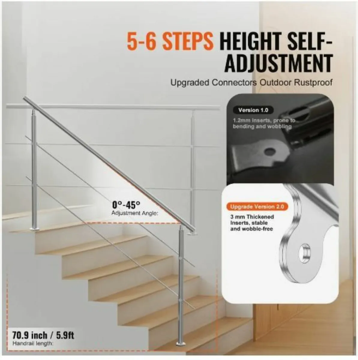 70.9in Handrails for Outdoor - Image 3