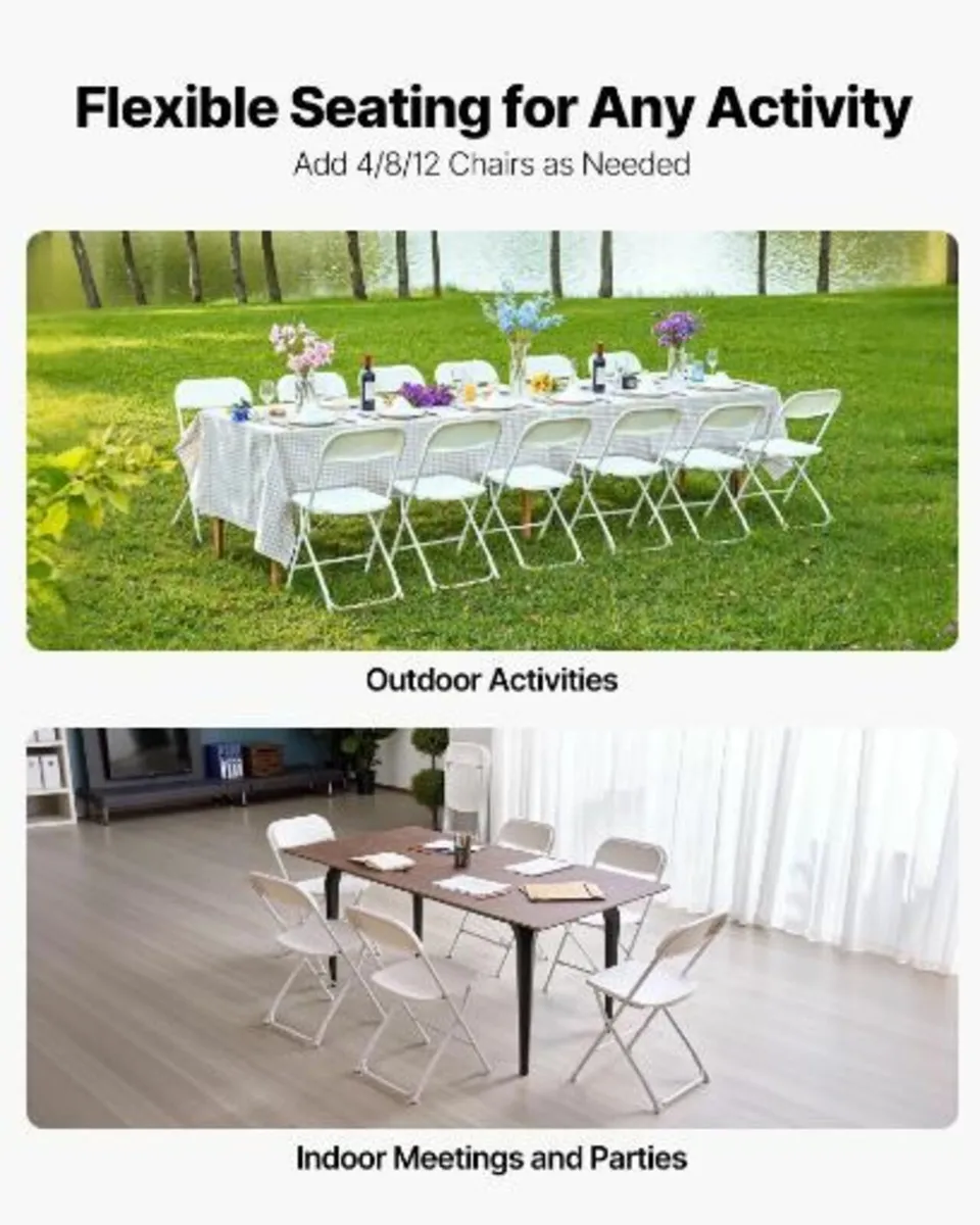 4 Pack Folding Chairs Portable Plastic Chairs - Image 2