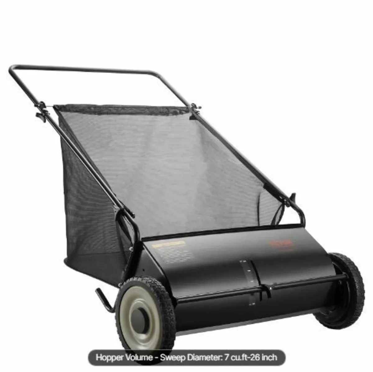 Push Lawn Sweeper, 26-inch Leaf & Grass Collector - Image 1