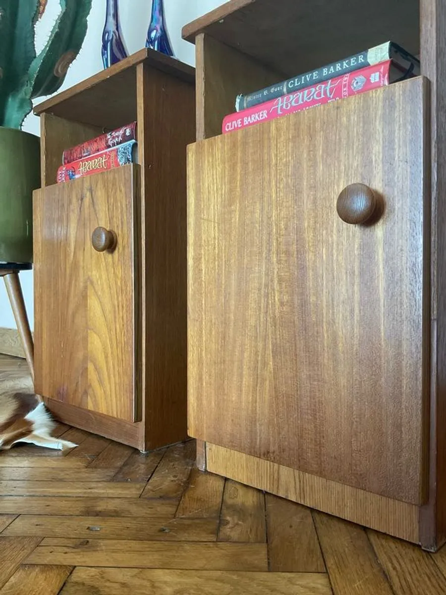 Mid century bedside lockers vintage retro teak - Image 2
