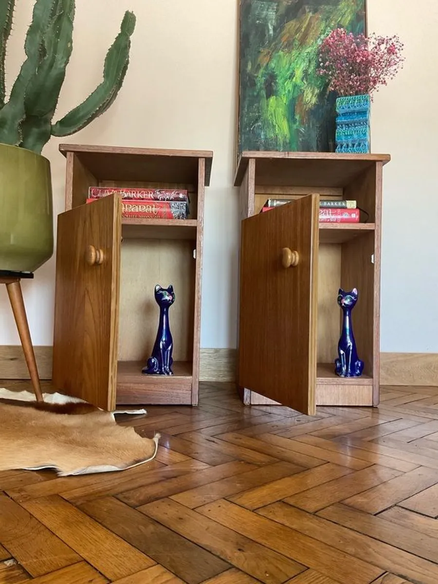 Mid century bedside lockers vintage retro teak - Image 4